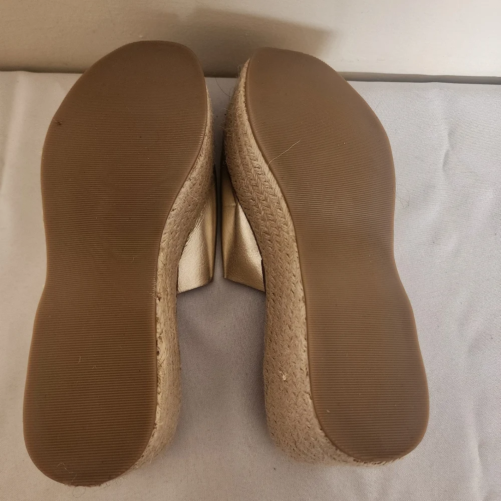 Justfab Cork Wedge Slide Gold Size 9 - Picture 8 of 8